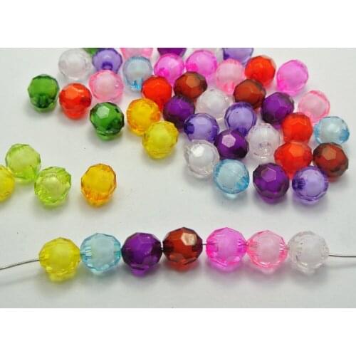 100 Mixed Color Acrylic Faceted Round Beads 10mm "Bead in Bead"