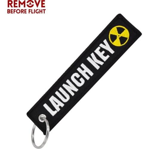 100PCS Nuclear Launch Key Bijoux Keyring Fashion jewelry Embroidery Pendant Fob Keychain for Car Purse Bag Motorcycle Key Holder