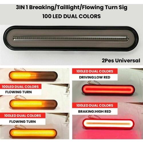 2Pcs Super Bright Trailer Stop Tail Lights 3 In 1Neon Lamp LED RV Trailer Stop Flowing Turn Signal Brake Rear Tail Light 12-24V