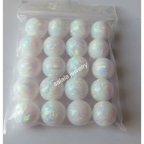 20pcs/lot OP17 Snow White 10mm Synthetic Full Drilled Round Ball Opal Beads, Snow White Fire Opal for DIY Jewelry