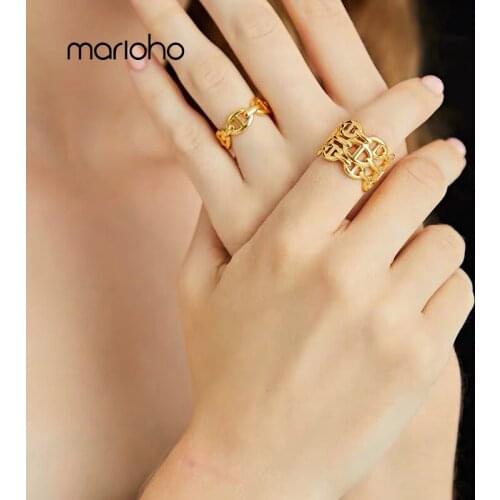 2020 New Retro Gold Silver Color Width Metal Hollow Open Finger Ring Temperament Adjustable Alloy Rings For Women Party Jewelry