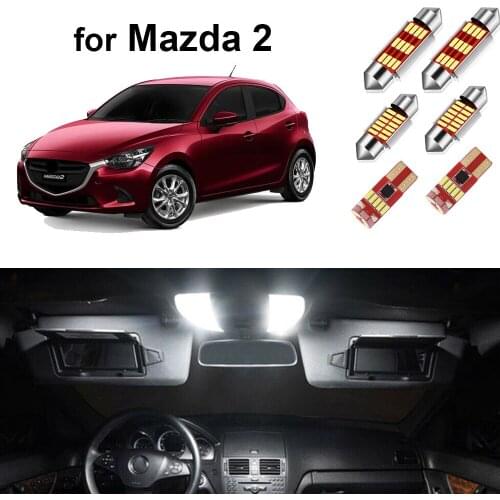 9Pcs Canbus LED Interior Light Kit For Mazda For Demio DJ For Mazda 2 (2014+) LED Dome Map License Plate Trunk Light Blub