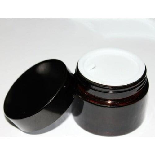 Brown Amber Glass Cream Jar Black Lid 100g Cosmetic Jar Packaging Sample Eye Cream
