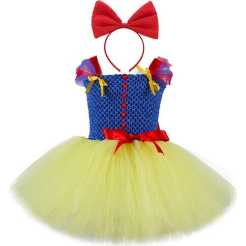 Snow White Princess Dresses for Girls Tutu Dress with Bow Headband Toddler Baby Girl Princess Costumes for Birthday Halloween