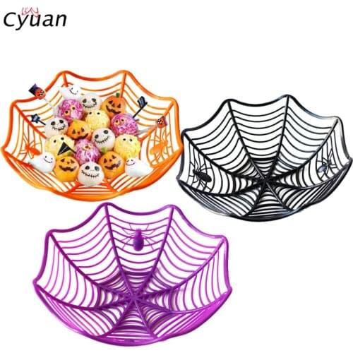 Black Orange Purple Candy Bar Basket Fruit Plate Children Party Trick or Treat Favors Plate Display Bowl Halloween Party Decor