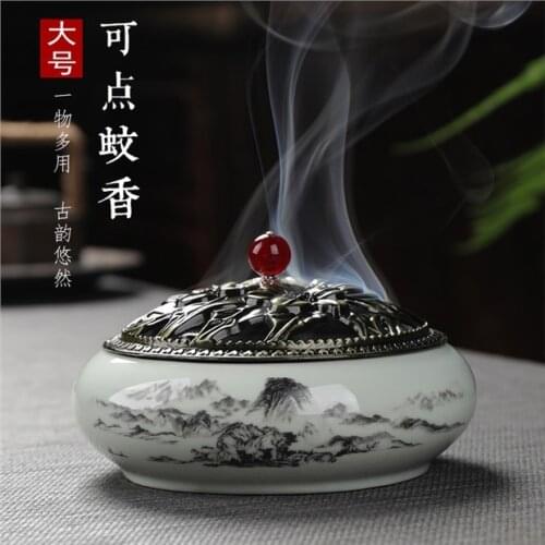 Ceramic Incense Burner Buddha Charcoal Samll Incense Waterfall Smoke Fountain Vaper Modern Tower Kadzielnica Home Decor BY50XX
