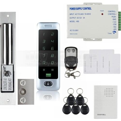 DIYSECUR Electric Bolt Lock 125KHz RFID Reader Password Keypad Remote Control Door Access Control Security System Kit C40