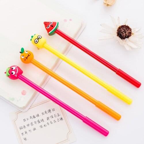 DL Korean stationery, cartoon fruit neutral pen office study 0.5mm Black Signature Pen student stationery