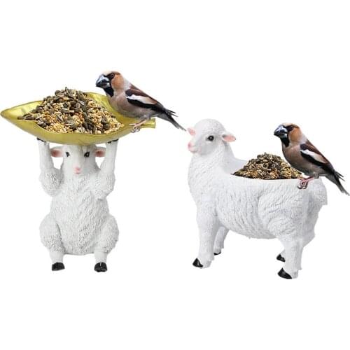 Sheep Bird Feeder cartoon animal Sculpture Multifunctional Outdoor Garden Decoration