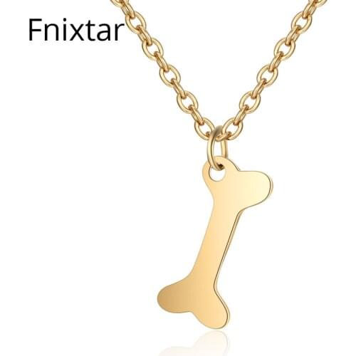 Fnixtar Never Fade Stainless Steel Bone Animal Pendant Necklaces for Women Gold Color Women Necklaces Charms 5pcs/lot
