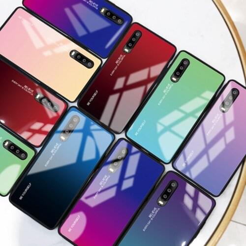 HereCase Tempered Glass Phone Case For Huawei P20 P30 Mate 20 10 Pro Gradient Color Cases For Honor 8X 10 Lite Cover Coque Capa