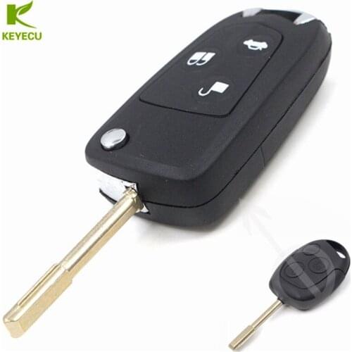 KEYECU 3Button Modified Flip Shell Remote Key Case Fob for Ford Mondeo Fiesta Focus Ka 2002-2007, Transit Connect 2010-2012