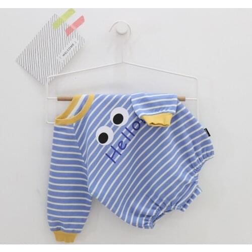 2021 Fashion Cute Infant Newborn Baby Girl Boy Playsuit Romper Jumpsuit Outfit Striped Cartoon Pattern Printed Clothes Outfits
