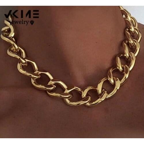 VKME Fashion Gold Large Big Chain Necklace For Women Men Hiphop Vintage Thick Chain Choker Necklaces Jewelry Party Gifts