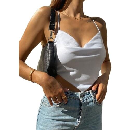 2021 Fashion Trend Women Sexy Crop Top Basic Sleeveless Backless Solid Color Camisole Tank Bandage Stylish Ladies Party Sun-Tops