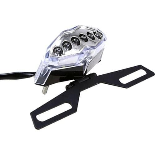 Motorcycle License Plate Bracket Taillight Fixed Folding Number Plate Frame Holder Light Mount Universal Motorbike Modification
