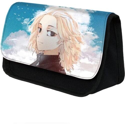 Nylon Anime Tokyo Revengers Pencil Case Zip Penbag Casual Cosmetic Bag Makeupbag Student Women Travel Stationery Bags