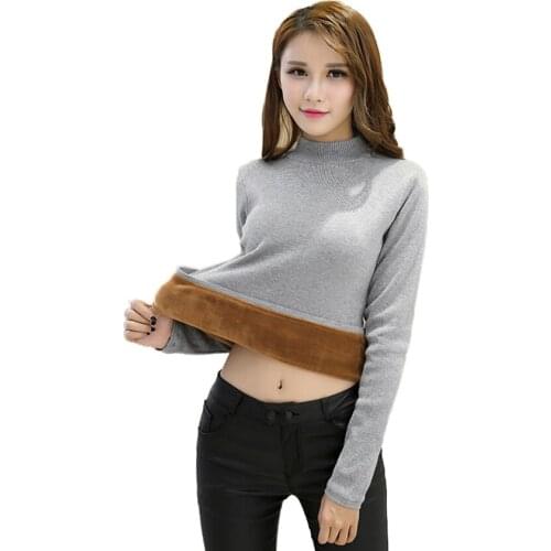2017 Autumn Winter Slim Warm Thick Sweater Women Half Turtleneck Bottomed Sweaters Fashion Knitting Pullovers Sweater Lady Mw081