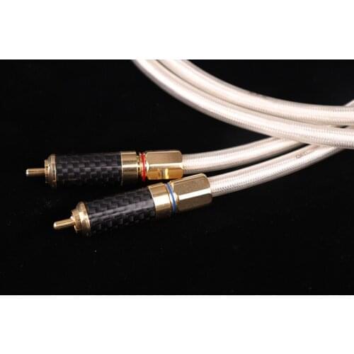 QED Silver Plated RCA Cable Carbon Fiber Plug for Home Audio CD Player Amplifier