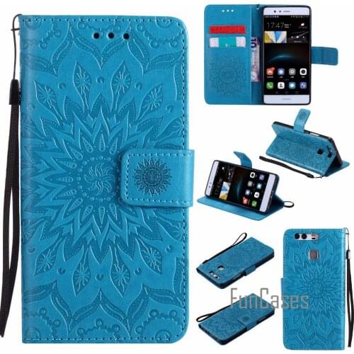 Embossed Pattern Case sFor fundas Huawei P9 Case sFor coque Huawei P9 Case 5.2 inch + Card Holders Hwawei carcasas Huawi