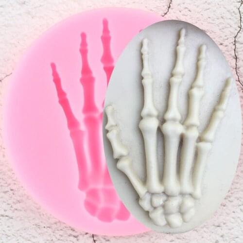 Skull Hand Halloween Silicone Molds Fondant Cake Decorating Tools Cupcake Topper Candy Resin Clay Mold Chocolate Gumpaste Moulds