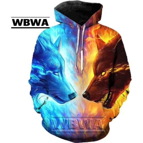 3D Wolf Hoodies Men Hooded Animal Wolf Printed Hoodie Sweatshirts Tracksuits Man/women Jackets Funny Hoody