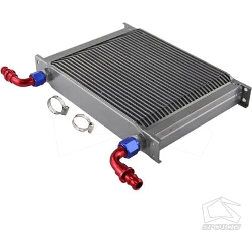 30 Row 10-AN Oil Cooler Silver + 90 degree Fittings
