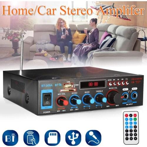 BT309 HIFI Bluetooth Amplifier Digital Subwoofer AUX input USB SD Home Theater Amplifiers Audio Processor Power Amplifier
