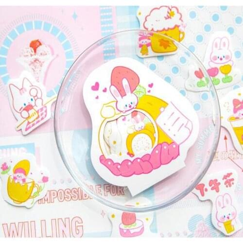 Bright Sweet Rabbit and Girls Paper Garden Dessert Selling Series Handbook Diary Stickers
