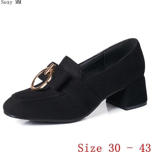 Pumps Women Oxfords Career Shoes Med High Heels Woman Med High Heel Shoes Small Plus Size 30 31 32 33 - 40 41 42 43