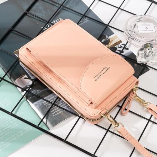 Women Wallet Shoulder Mini Leather Bags Straps Mobile Phone Big Card Holders Wallet Handbag Money Pockets Girls Small Bags
