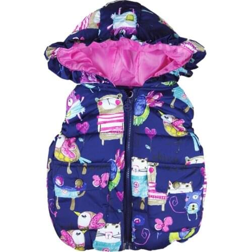 New Autumn winter Girls Vests Childrens Cotton Warm Vest Baby Girls hooded Waistcoat European style girls Vest Outerwear 1-8 Y