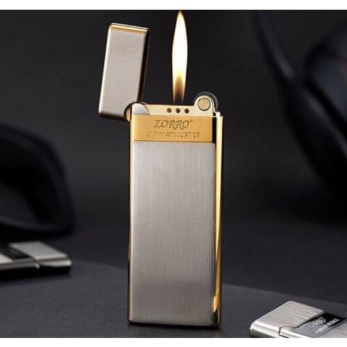 Zorro Lengthened Ultra-thin Portable Grinding Wheel Ignition Pure Copper Explosion-proof Inflatable Lighter