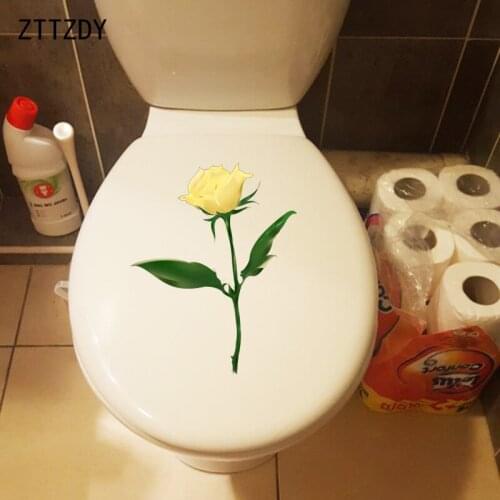 ZTTZDY 18.1*22.8CM A Yellow Rose Cartoon Home Wall Sticker Creative WC Toilet Decor Decal T2-0541