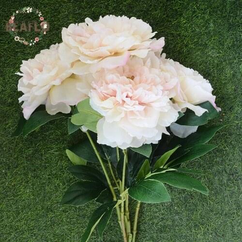 1Bunch European Artifical Flowers 5 Heads Fake Peony Bouquet Wedding Party Home Decorative 53cm 2 Colors