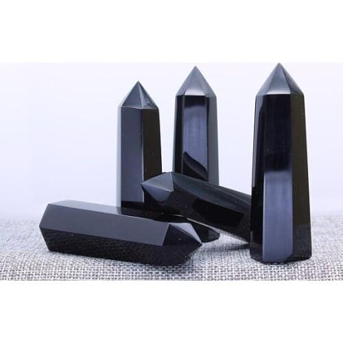 1kg Natural black obsidian Crystal Point Wand Tower single point Crystal Obelisk Healing Crystal gemstone whloesale