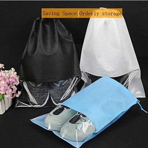 1PCS Simple Drawstring Bag Waterproof Shoes Storage Luggage Non-woven Travel Pocket Fabric Draw Bags Organize Bags I2J8