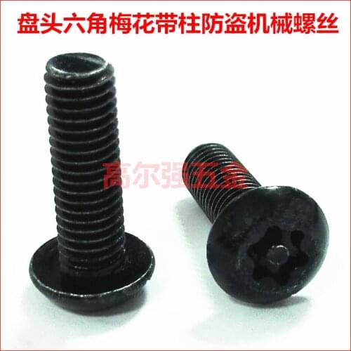 100Pcs M2 M2.5 M3 M4 Torx Safety Screws Black Carbon Steel Round with Pin in Head