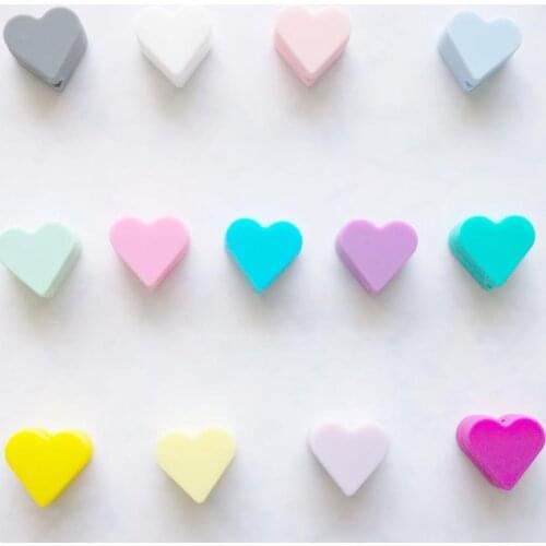 100pc Silicone Beads Food Grade Heart Shaped Baby Chewable Teething Beads BPA Free Infant Nursing Pacifier Accessoires DIY