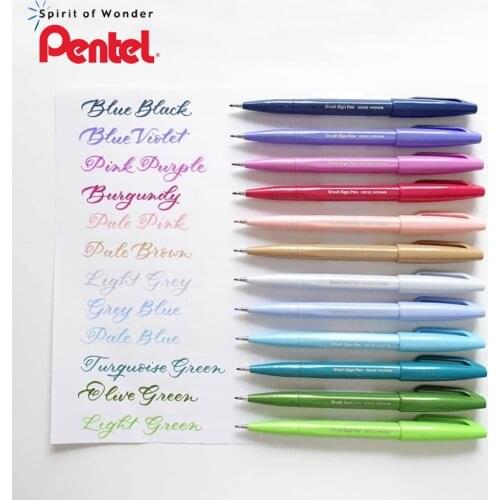 12/24pcs Japanese Pentel TOUCH Color Soft Head Brush Hand Account Practice Calligraphy Pen Hand-painted Pen