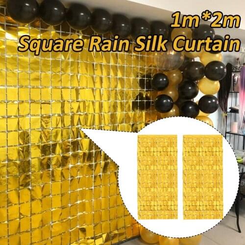 2Pcs Birthday Party Decorations Glitter Curtain 2m Length Shimmer Wall Backdrop Wedding Decoration Backdrops Curtain Sequin Wall