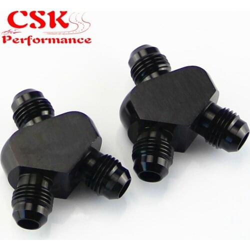 2pcs x AN6 Y Block Y-Shape Male to Male Reducer Fittings Adaptor Black