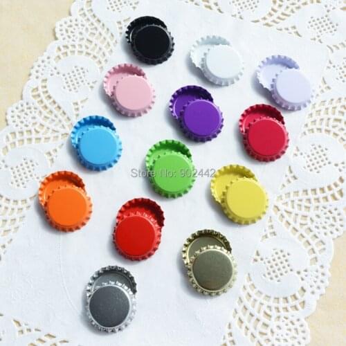 2000 pcs/lot Two-Side Color Metal Bottle Caps for Crafts, DIY jewelry Accessories Without Liners, Free Shipping