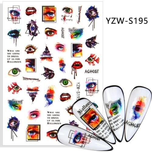 3D Stickers for Nails Colored Eyes Lip Letter Nail Foil Decal Sliders Stickers for Manicure Nail Art Decoration Accessories