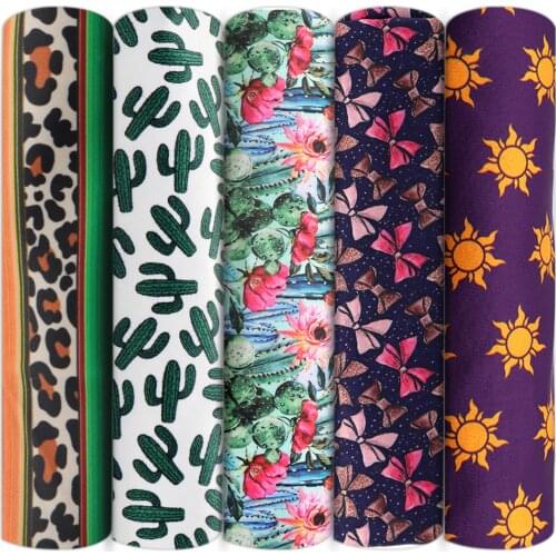 4 Ways Stretch Knit Material Fabric Cactus Flower Patchwork Tissue Sewing Quilting Fabrics Needlework DIY Handmade,c15089