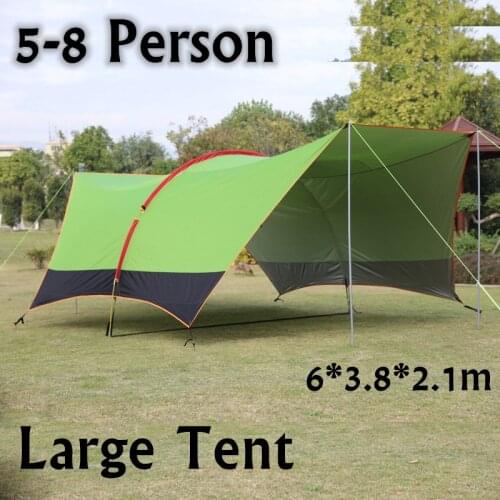 5-8 Person Outdoor Large Tent Canopy Summer Camping Travel Barbecue Fishing Awning Beach Park Sun Protection Rainproof Tent