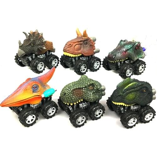 6pcs Dinosaur Monster Truck Toys Hot Wheels Pull Back Car Tyrannosaurus Rex Christmas Gifts for Boys Kids Dino Model Toy Cars