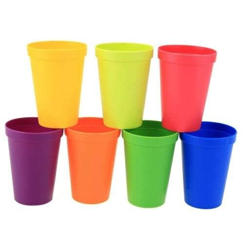 7Pcs Solid Kids Mug Plastic Cups Water Battle Set Of 8 Reusable Travel Trendy Funny Rainbow Cups