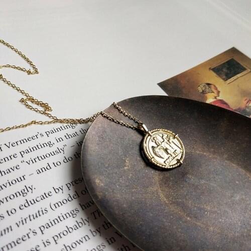 WTLTC Gold Color Medallion Coin Necklaces For Women 925 Sterling Sliver Romen Disc Necklace Personalized Charms Layered Chokers