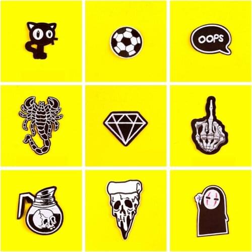 DIY Punk iron on patches on clothes Black and white patch embroidered patches for clothing t-shirt jacket patch sewing Stripe